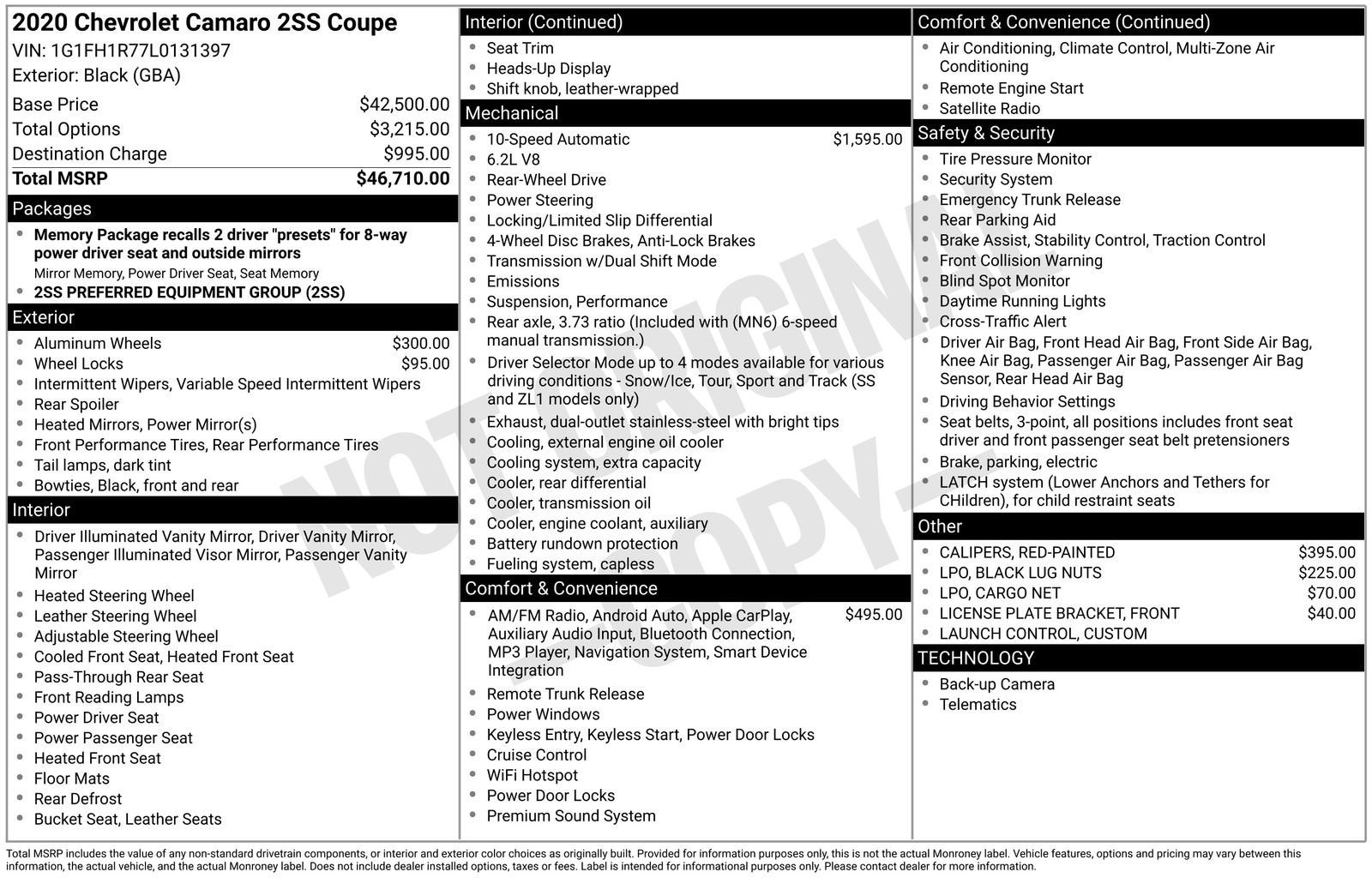 2020 Chevrolet Camaro 2SS