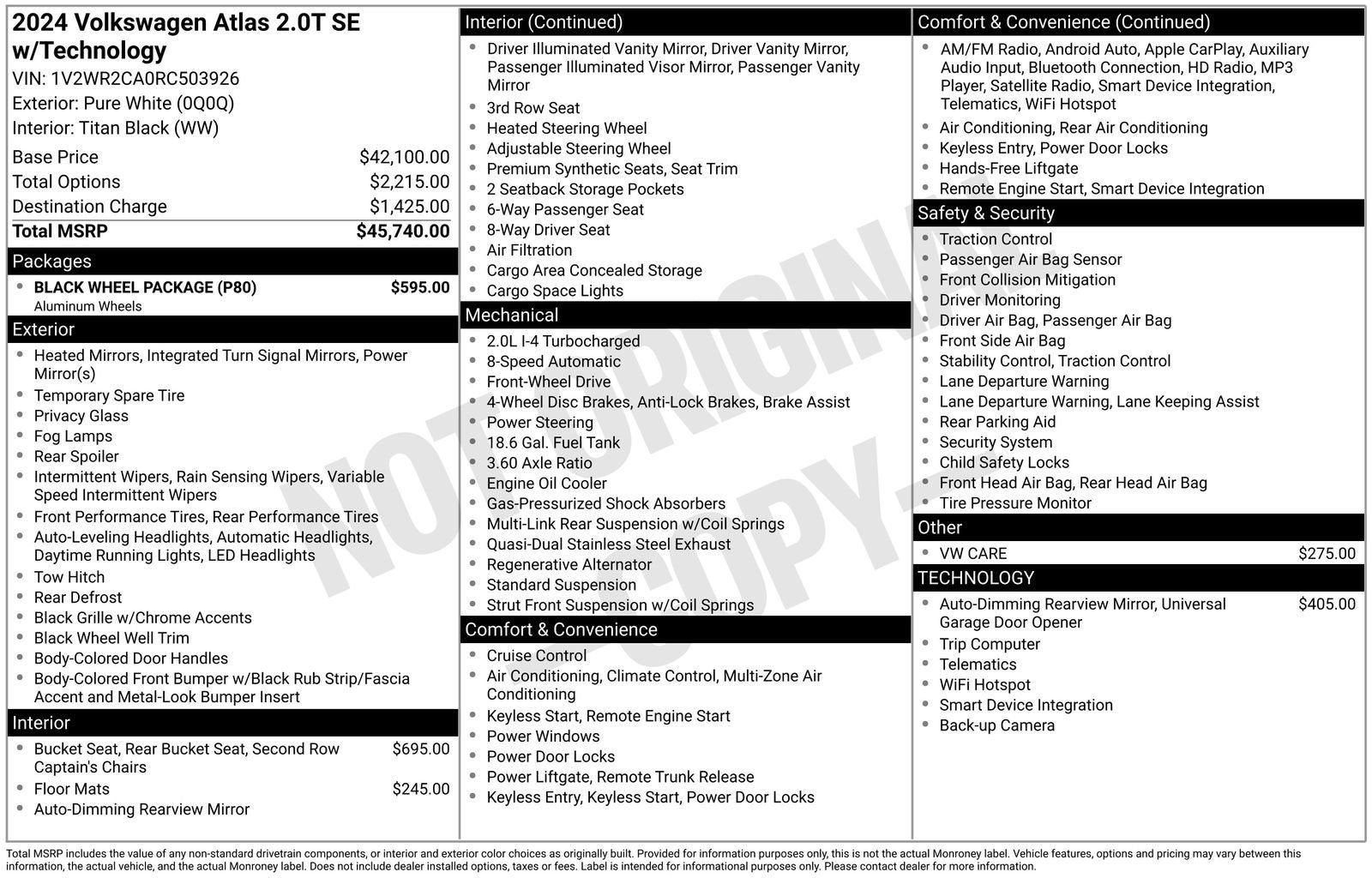 2024 Volkswagen Atlas 2.0T SE w/Technology
