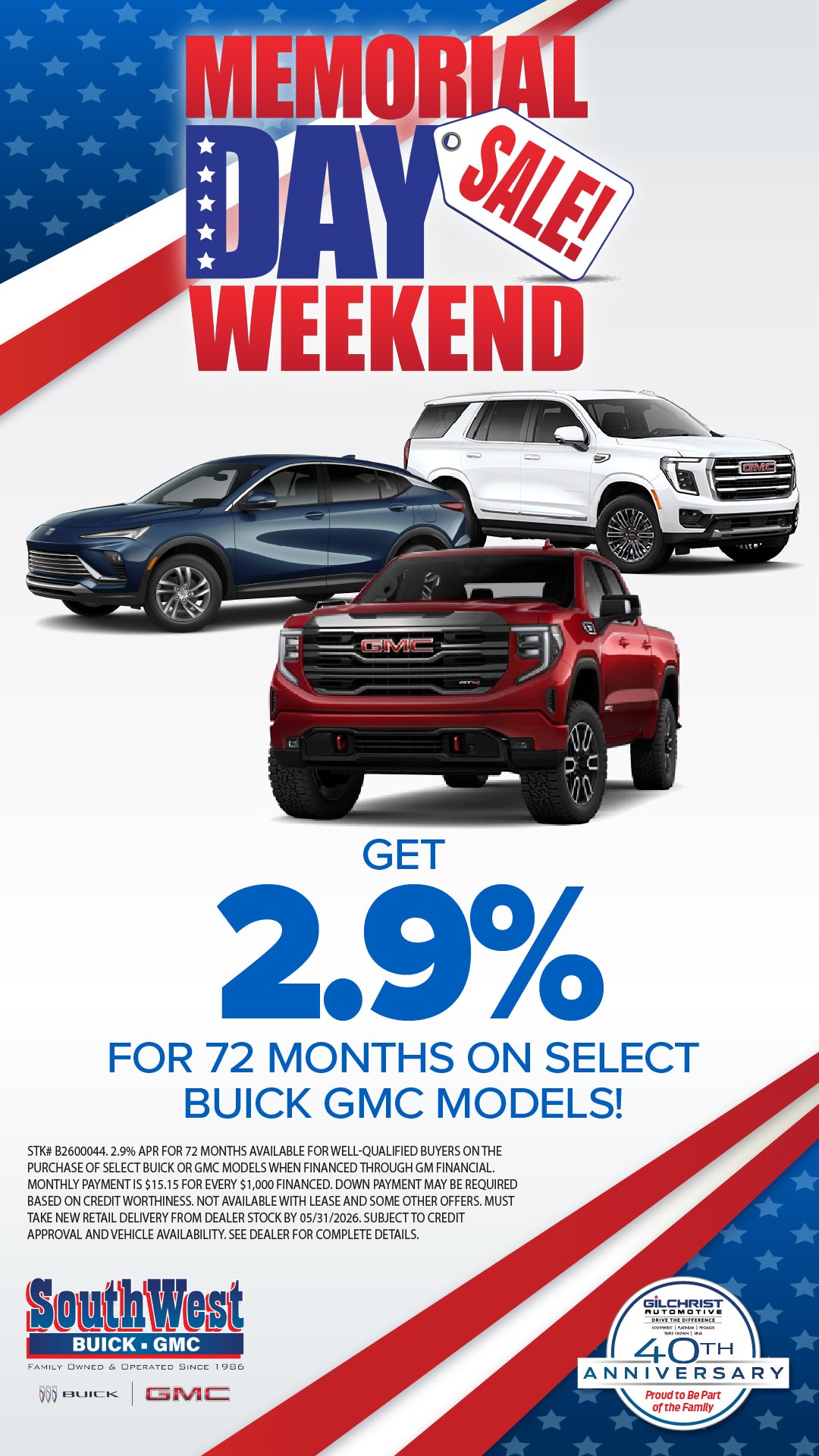 2.9% APR FOR 72 MONTHS!