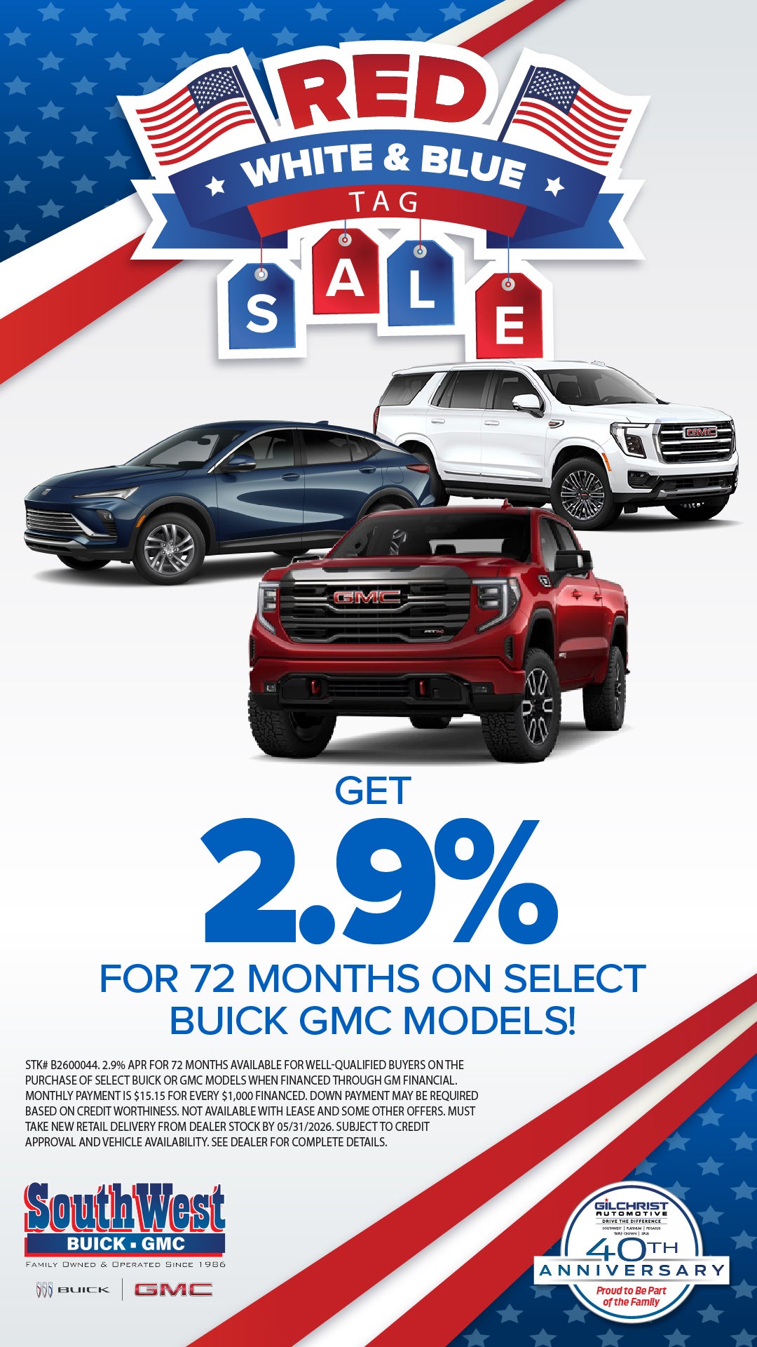 2.9% APR FOR 72 MONTHS!